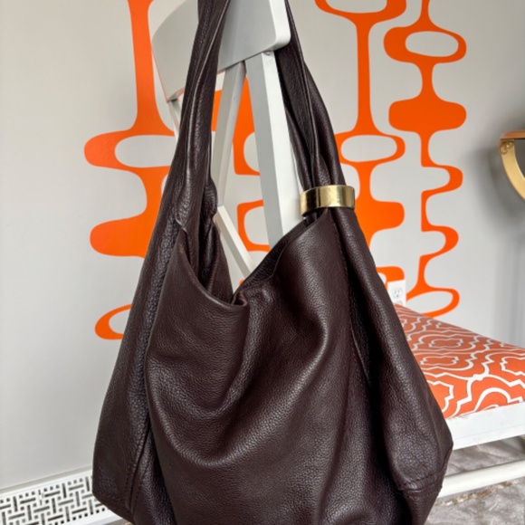 Jimmy Choo Saba Hobo Bag Chocolate Brown Leather - Picture 2 of 12